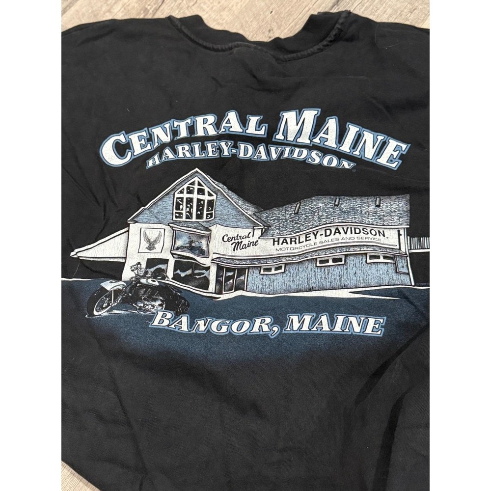 Harley Davidson Motorcycles Black T Shirt Central Maine Bangor Maine Mens XXl